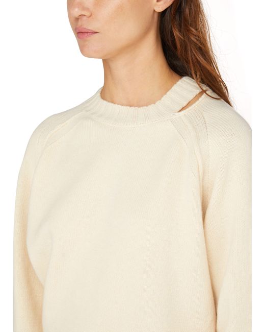 Rohe White Raw-Edge Wool Cashmere Sweater