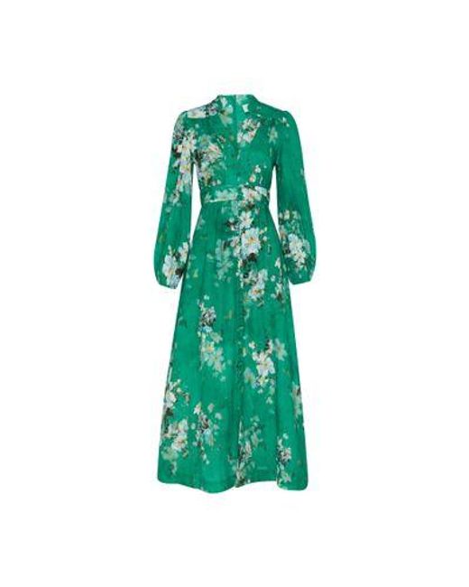 Zimmermann Everley Plunge Midi Dress in Green | Lyst