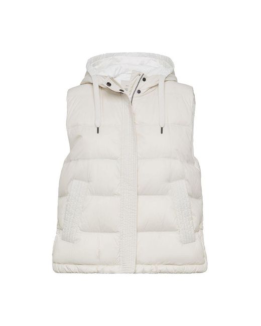 Brunello Cucinelli White Nylon Sleeveless Puffer Jacket