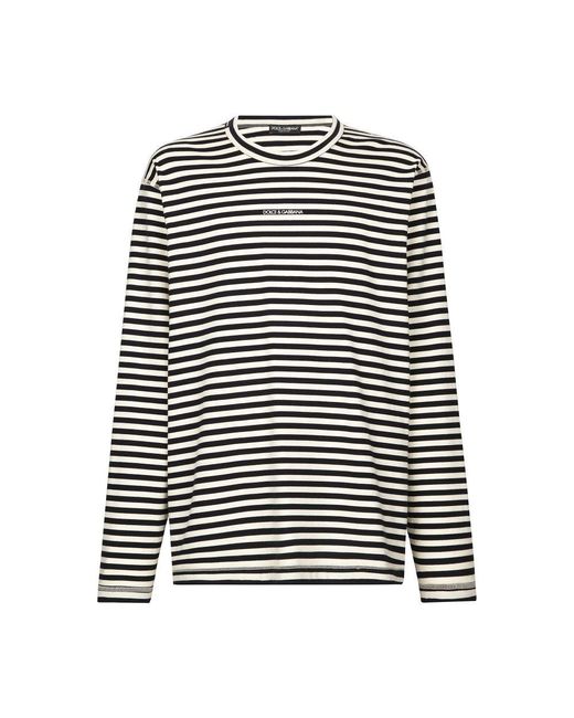 Dolce & Gabbana Black Long-Sleeved Striped T-Shirt for men