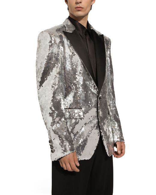 Dolce & Gabbana Gray Single-breasted Tuxedo Jacket for men
