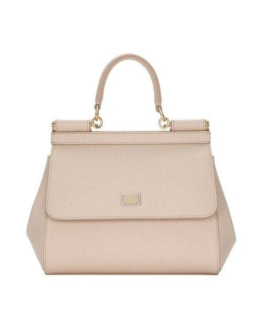 Dolce & Gabbana Small Dauphine Calfskin Sicily Bag in Natural Lyst