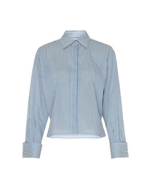 Max Mara Vertigo Striped Cropped Shirt in Blue | Lyst