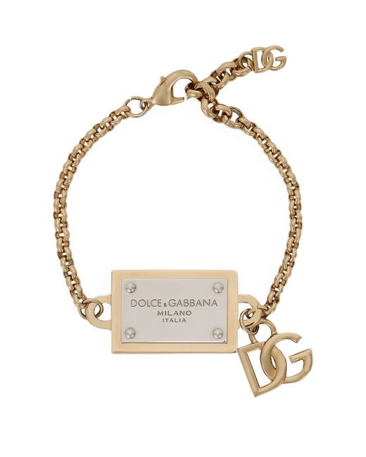 Dolce & Gabbana Metallic Bracelet With Dg And Logo Tag