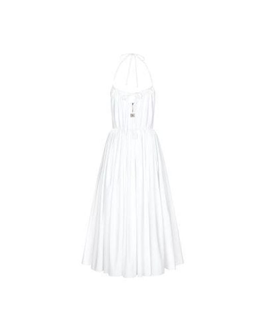Dolce & Gabbana White Midi Cotton Dress With Circle Skirt
