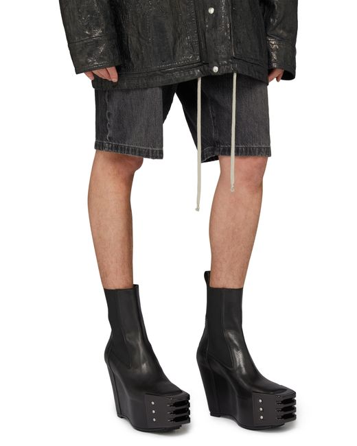 Rick Owens Grilled Wedge Beatle Chelsea Boots in Schwarz für