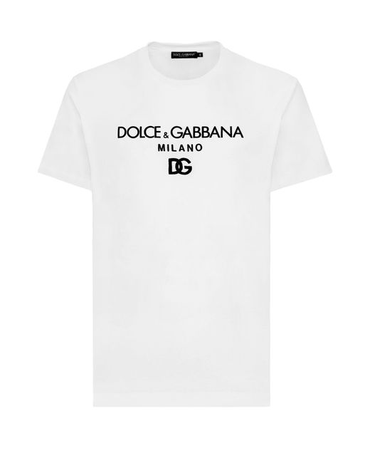 Dolce & Gabbana T-Shirt aus Baumwolle mit DG-Stickerei in White für Herren