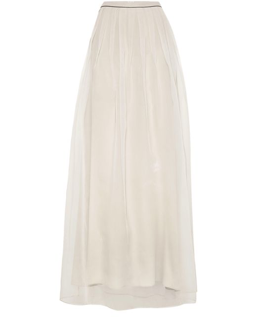 Brunello Cucinelli White Pleated Maxi Skirt