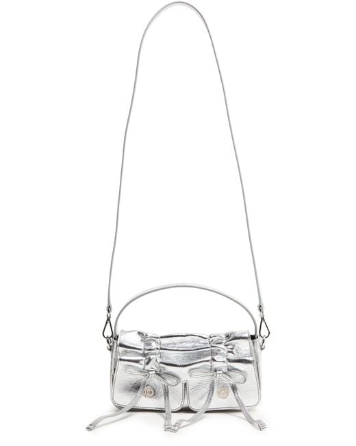 Acne White Multipocket Micro Bag Lux Metallic