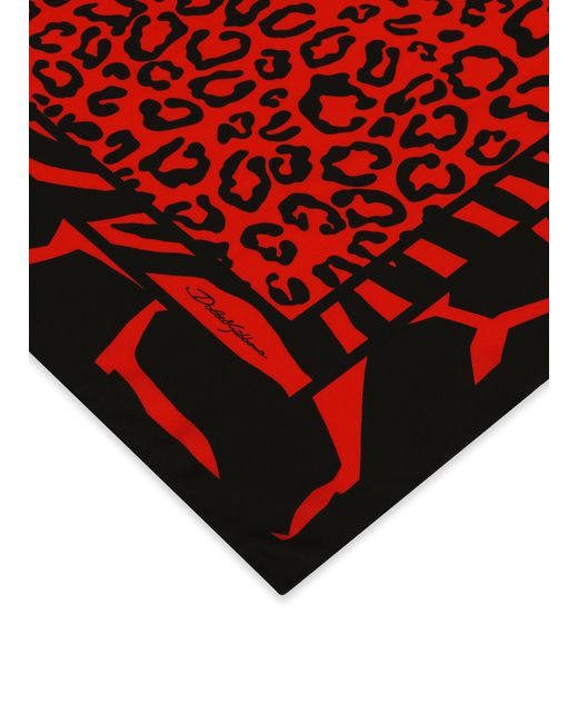 Dolce & Gabbana Red Leopard-print Twill Scarf (70 X 70)