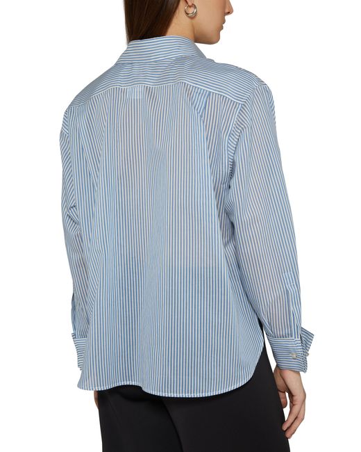 Max Mara Blue Vertigo Striped Cropped Shirt