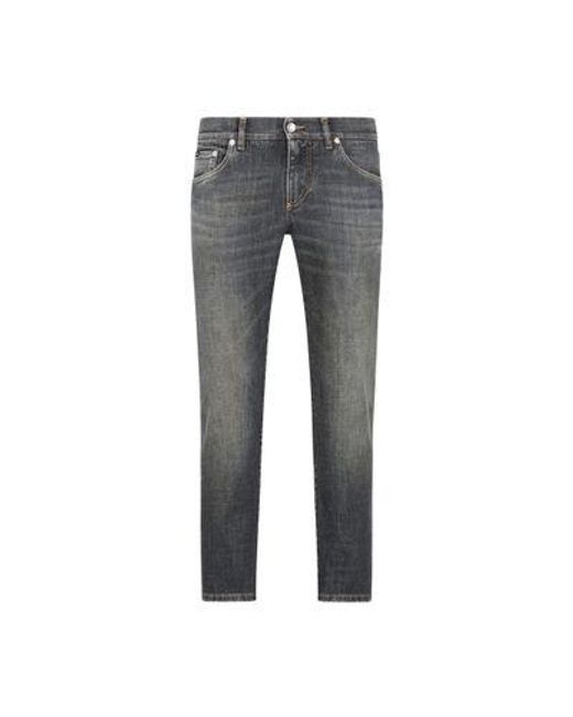 Dolce & Gabbana Gray Wash Slim-Fit Stretch Jeans for men