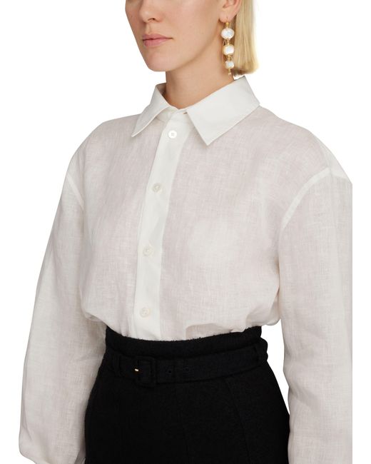 Louisa Ballou White Oversized Button Long Sleeve Shirt