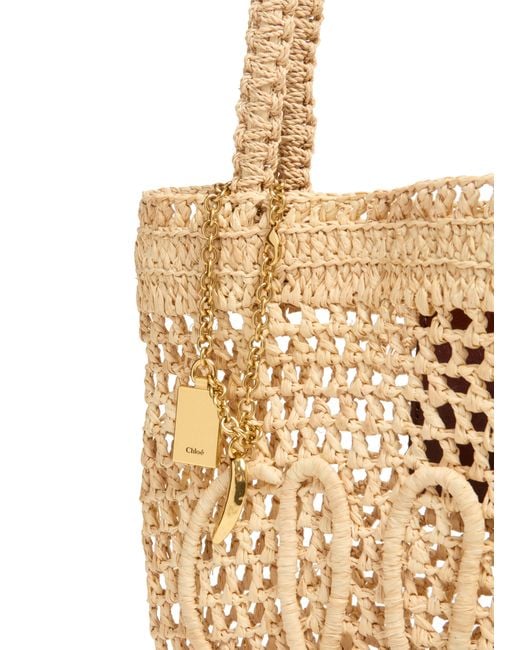 Chloé Metallic Summer Banana Small Raffia Tote Bag