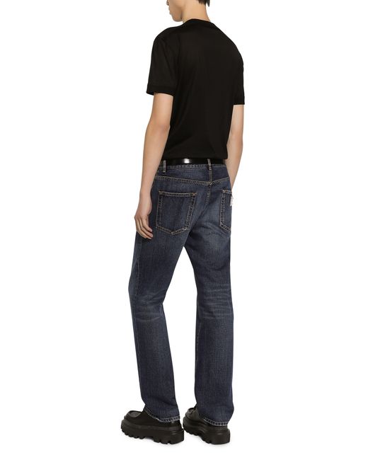 T-shirt à manches courtes en soie Dolce & Gabbana pour homme en coloris Black