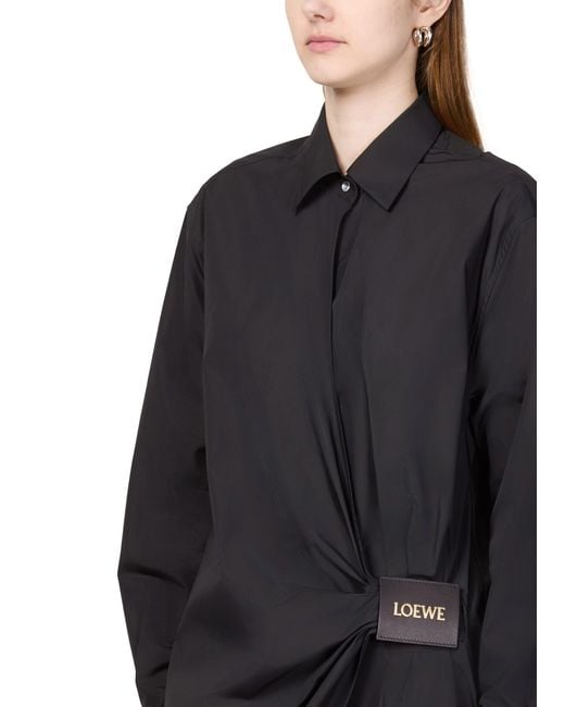 ワンピース LOEWE BLACK SATIN SHIRT DRESS Chain-detail silk satin shirt dress in black - Loewe | Mytheresa