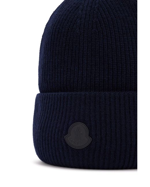 Moncler Blue Beanie With Logo