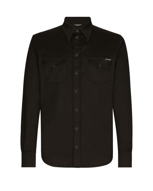 Dolce & Gabbana Hemd aus Stretch-Denim in Black für Herren