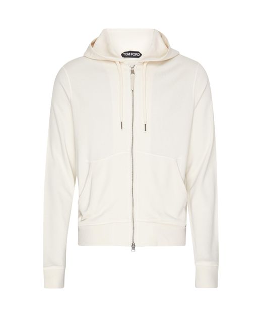 Tom Ford White Lounge Zip Hoodie for men