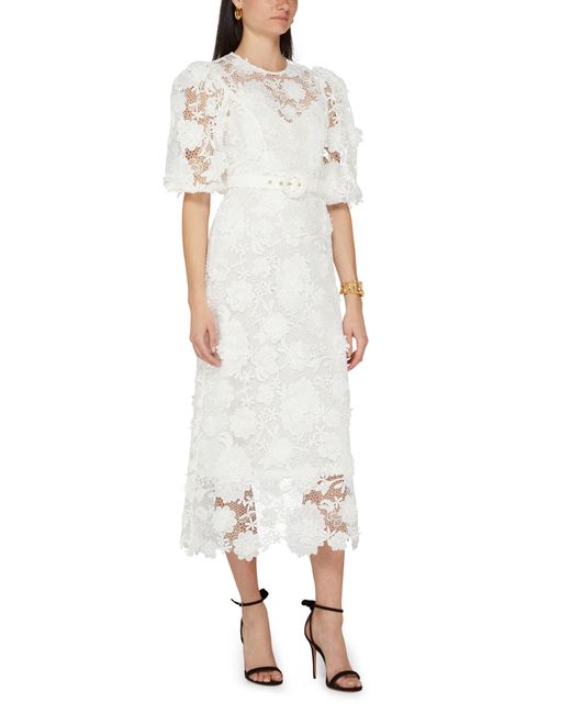 Zimmermann White Halliday Lace Flower Dress