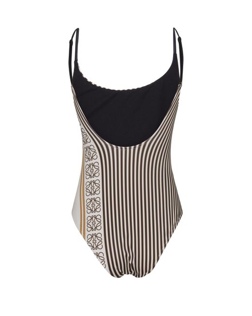 Loewe Brown One-Piece Striped Swimsuit