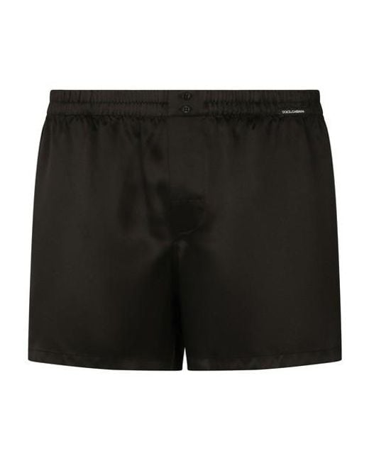 Dolce & Gabbana Silk Shorts With Logo Label in Black for Men | Lyst UK
