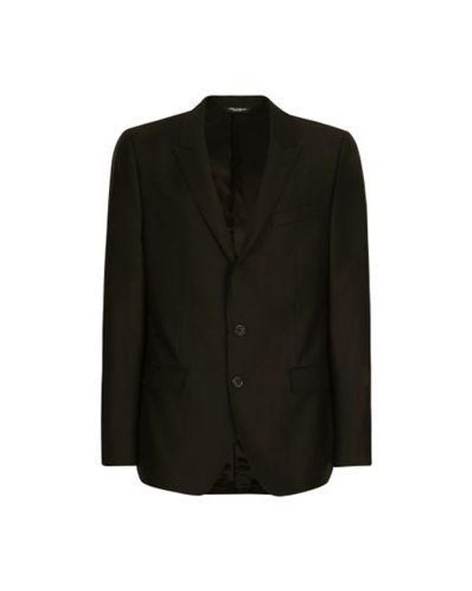 Dolce & Gabbana Black Wool And Silk Martini-Fit Suit for men