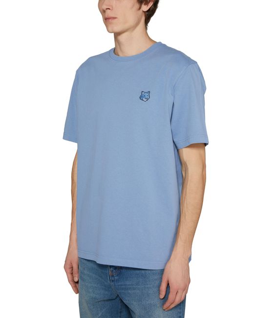 Maison Kitsuné Blue Short-Sleeved T-Shirt With Bold Fox Head Logo for men
