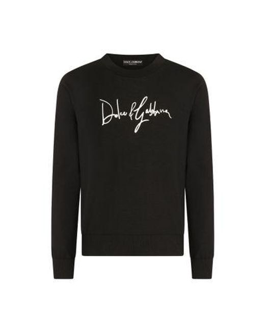Dolce & Gabbana Black Wool Round-Neck Sweater for men
