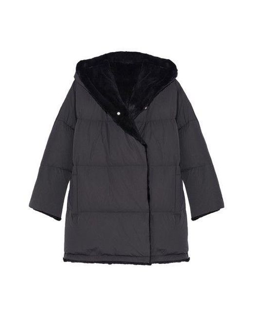 Yves Salomon Black Reversible Puffer Jacket Made From A Waterproof Technical Fabric With Sheared Rabbit Trim