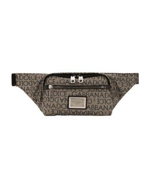 Dolce & Gabbana Brown Small Jacquard Belt Bag for men