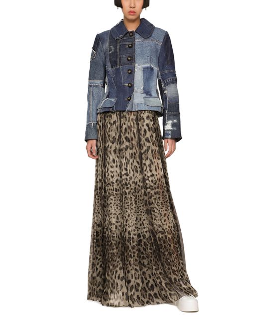 Dolce & Gabbana Multicolor Chiffon-Culotte mit Leopardenprint