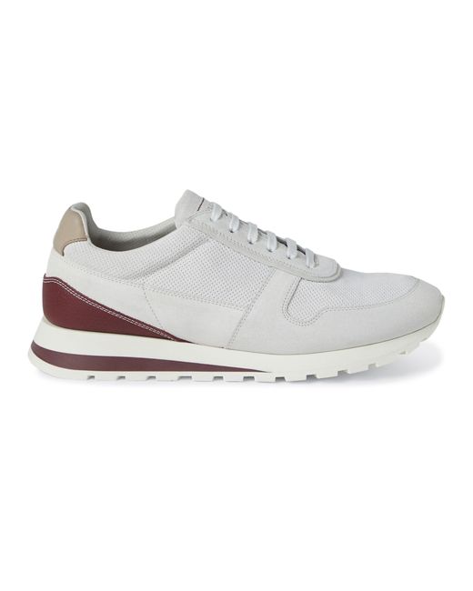 Brunello Cucinelli White Suede Running Shoes for men