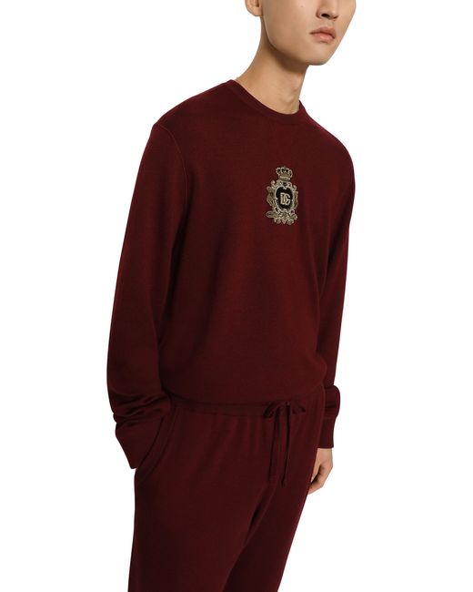 Dolce & Gabbana Red Cashmere And Wool Knit Sweatshirt for men
