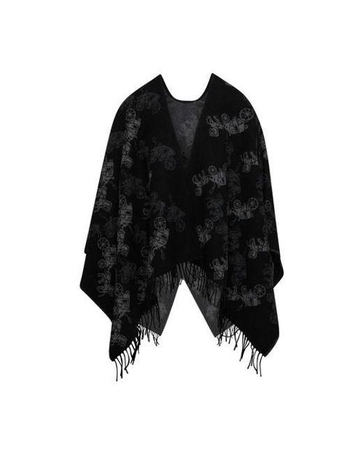 COACH Black Horse And Carriage Reversible Poncho