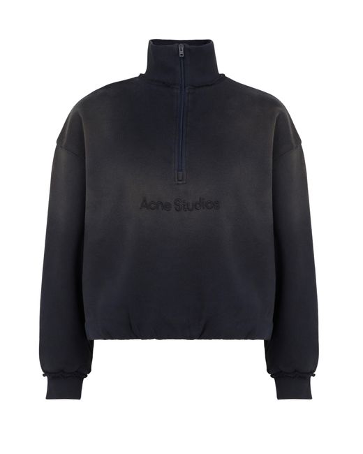 Acne Blue Sweatshirt Mit Halbem Reißverschluss
