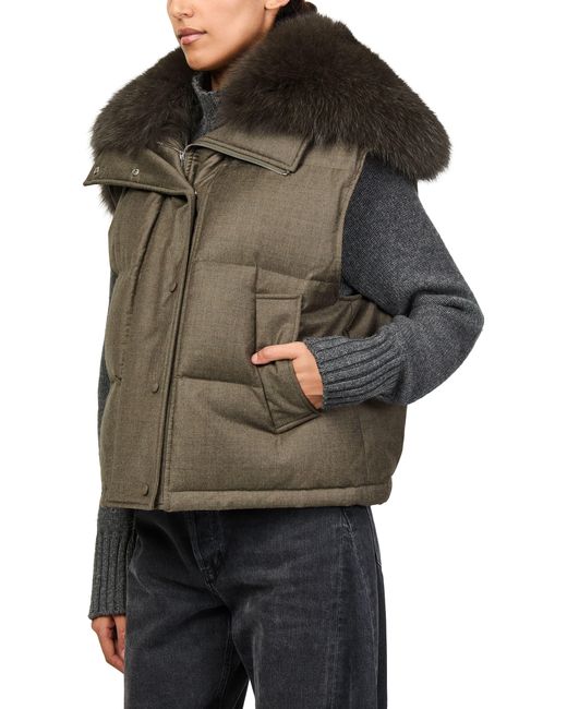 Yves Salomon Green Short Fox Fur Gilet