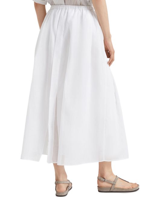 Brunello Cucinelli White A-line Cotton Maxi Skirt