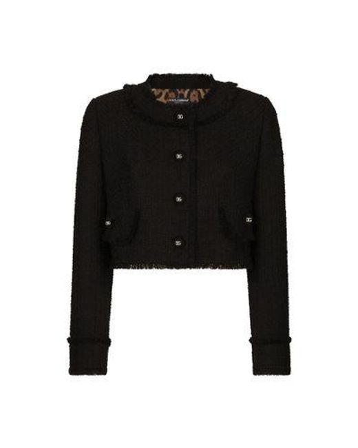 Dolce & Gabbana Black Short Raschel Tweed Jacket