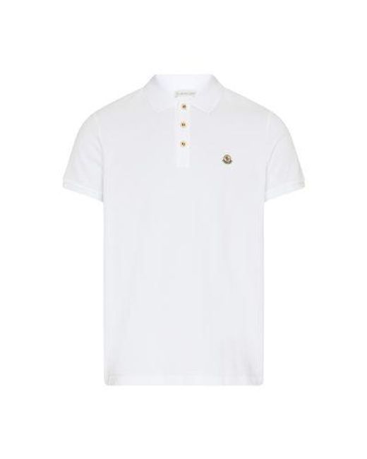 Moncler White Short-Sleeved Polo Shirt With Logo for men