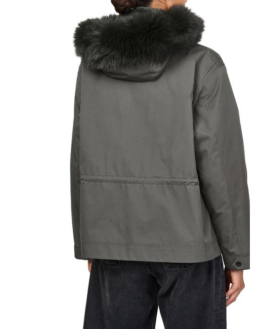 Yves Salomon Gray Hooded Cotton Parka