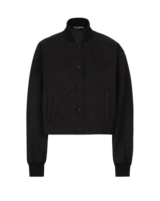 Dolce & Gabbana Black Gabardine Bomber With Branded Tag