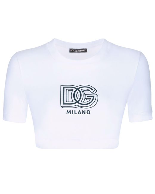 Dolce & Gabbana White Cropped Jersey T-shirt