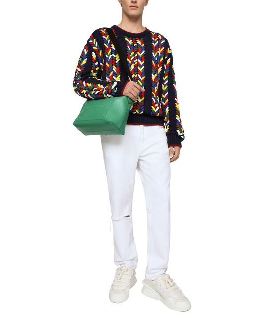Dolce & Gabbana Green Calfskin Crossbody Bag With Logo for men