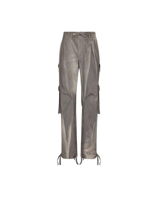 Dolce & Gabbana Gray Cotton Canvas Jogging Cargo Pants Garment Dyed for men