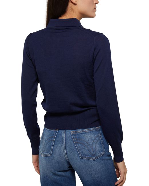 AMI Blue Argyle Sweater With Button Collar