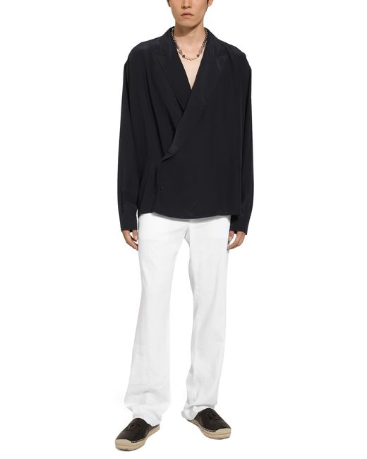 Dolce & Gabbana White Tailored Stretch Linen Pants for men
