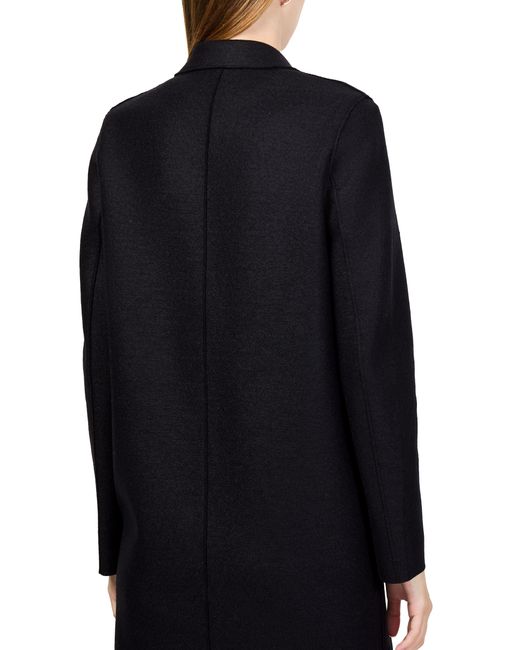 Harris Wharf London Black Cocoon Pressed Wool Coat