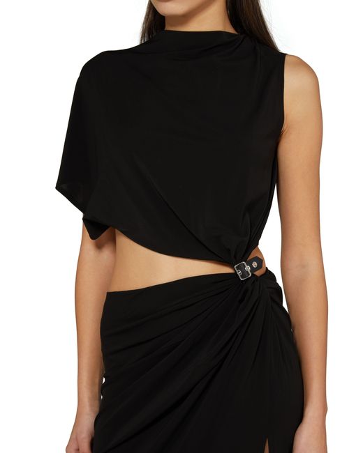 Courreges Black Langes One-Shoulder-Kleid aus Crepe-Jersey