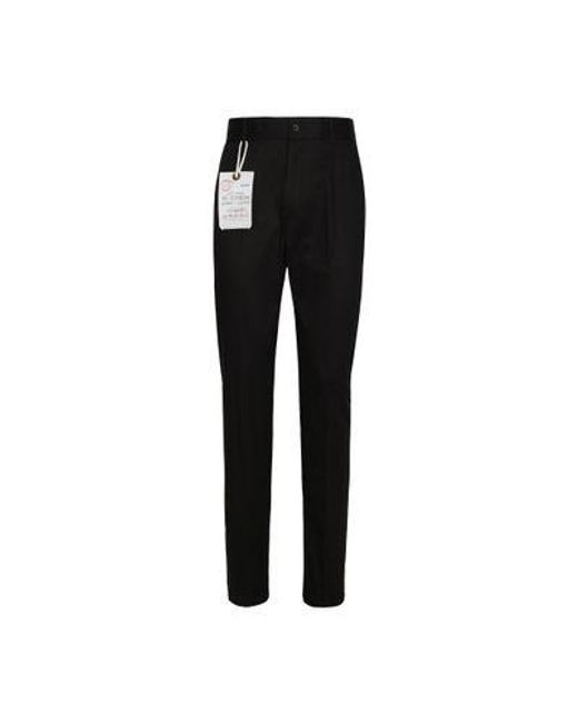 Dolce & Gabbana Black Tailored Stretch Cotton Pants for men